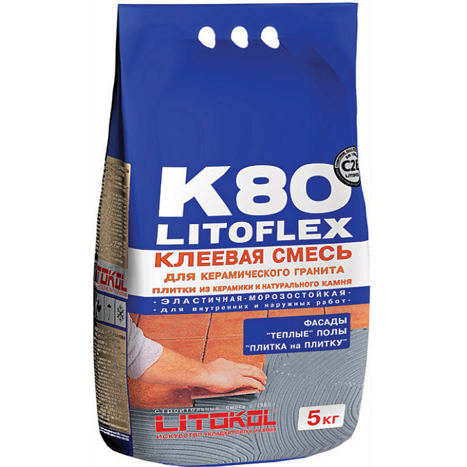 Клей плиточный LITOKOL LITOFLEX K80 / ЛИТОКОЛ ЛИТОФЛЕКС К80 серый (5 кг)